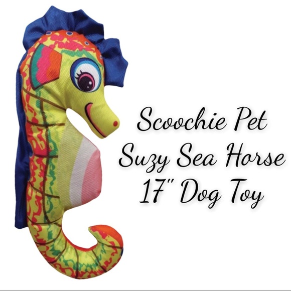 NWT Scoochie Pet 17” Plush Suzy Sea Horse Dog Toy - Picture 1 of 8